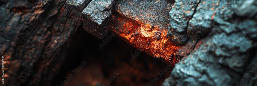 Fototapeta premium A tight shot of an end-grain wood piece engulfed in flames