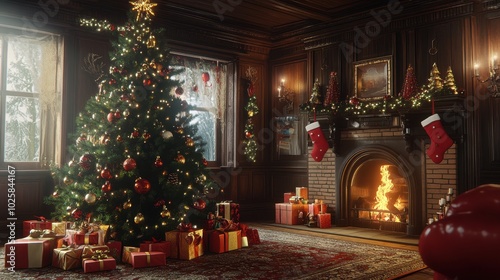 The Christmas Tree and Fireplace