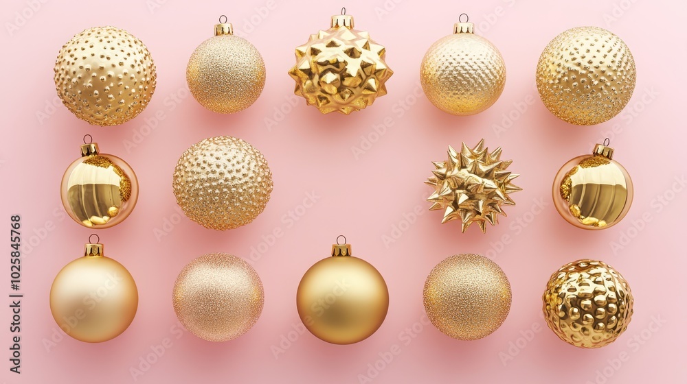 Fototapeta premium The Golden Holiday Ornaments