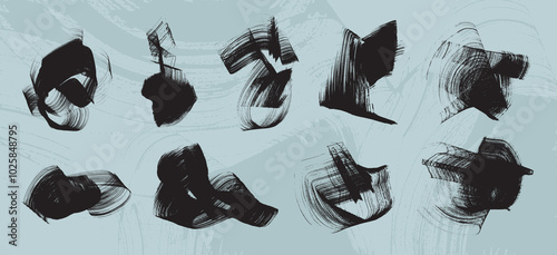 Fat Brush Wild Abstract Shapes With Paint Brush Texture	
