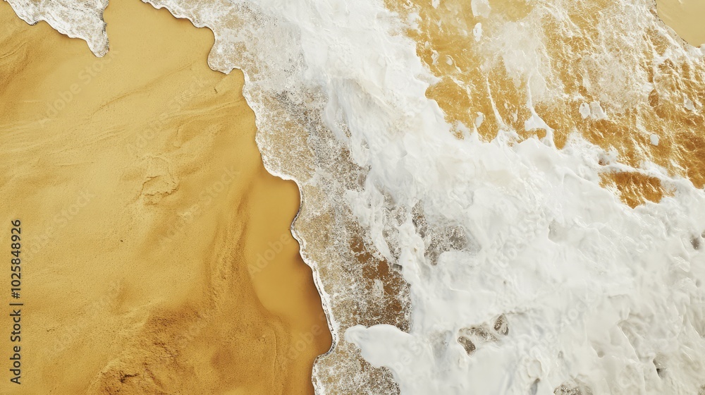 A desert landscape split by a wall of ice, with golden sand on one side and glistening frozen surfaces on the other A desert landscape split by a wall of ice, with golden sand on one side and glistening frozen surfaces on the other