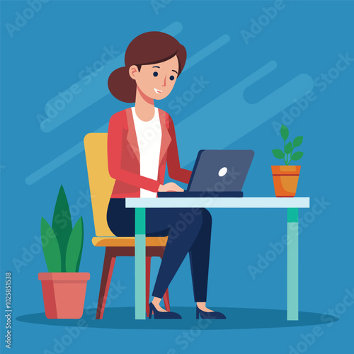 girl working on laptop