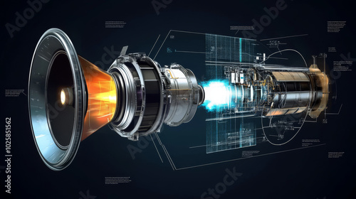The EmDrive is a proposed engine that uses microwaves to create thrust.  It's considered impossible by many scientists.  This diagram shows how it's supposed to work.