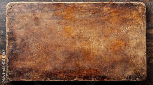 Worn Butcher Block Kitchen Desk, showcasing a detailed texture of aged wooden surface, highlighting the rustic charm and character of a vintage kitchen workspace.
