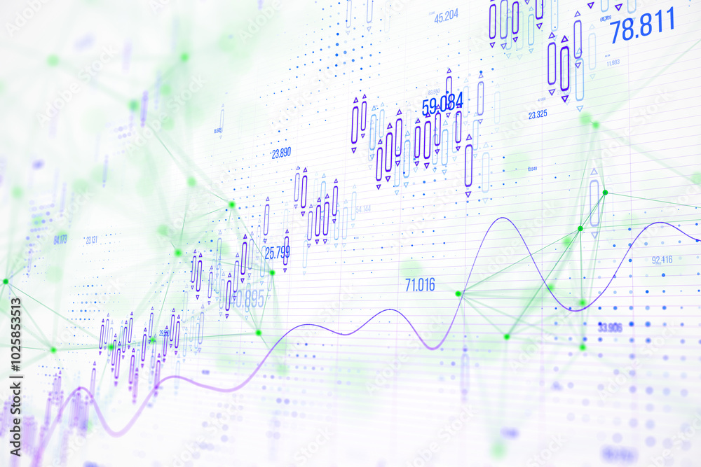 Data visualization with graphs and charts. 3D Rendering Data visualization with graphs and charts. 3D Rendering