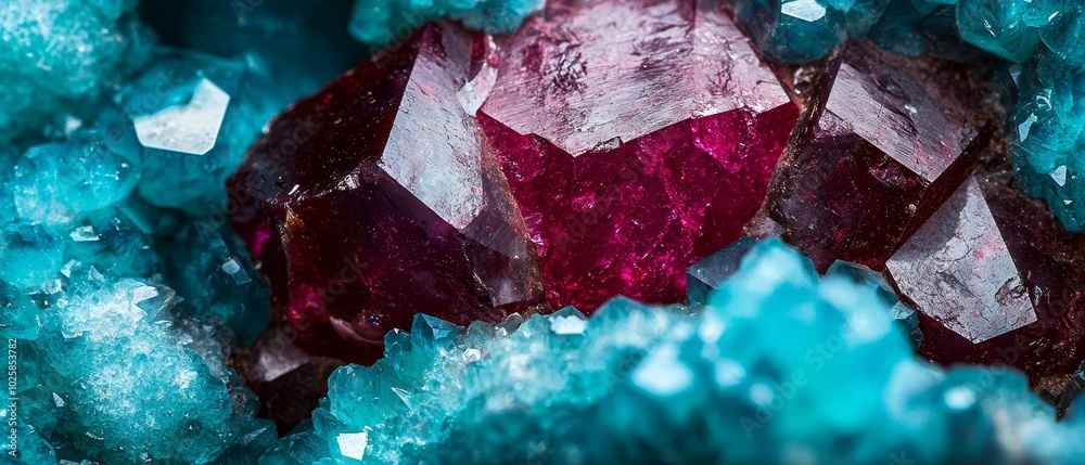 A tight shot of a pane of glass, revealing its smooth texture A red glass fragment lies nearby on a tranquil blue surface A tight shot of a pane of glass, revealing its smooth texture A red glass fragment lies nearby on a tranquil blue surface
