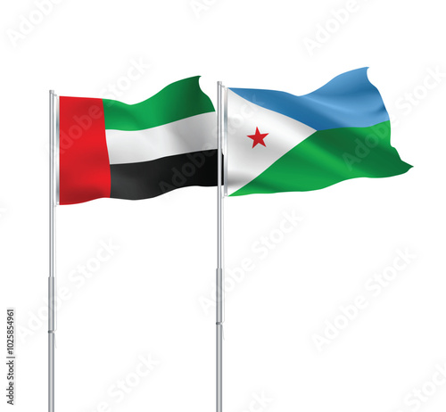 UAE,Djibouti flags together on pole