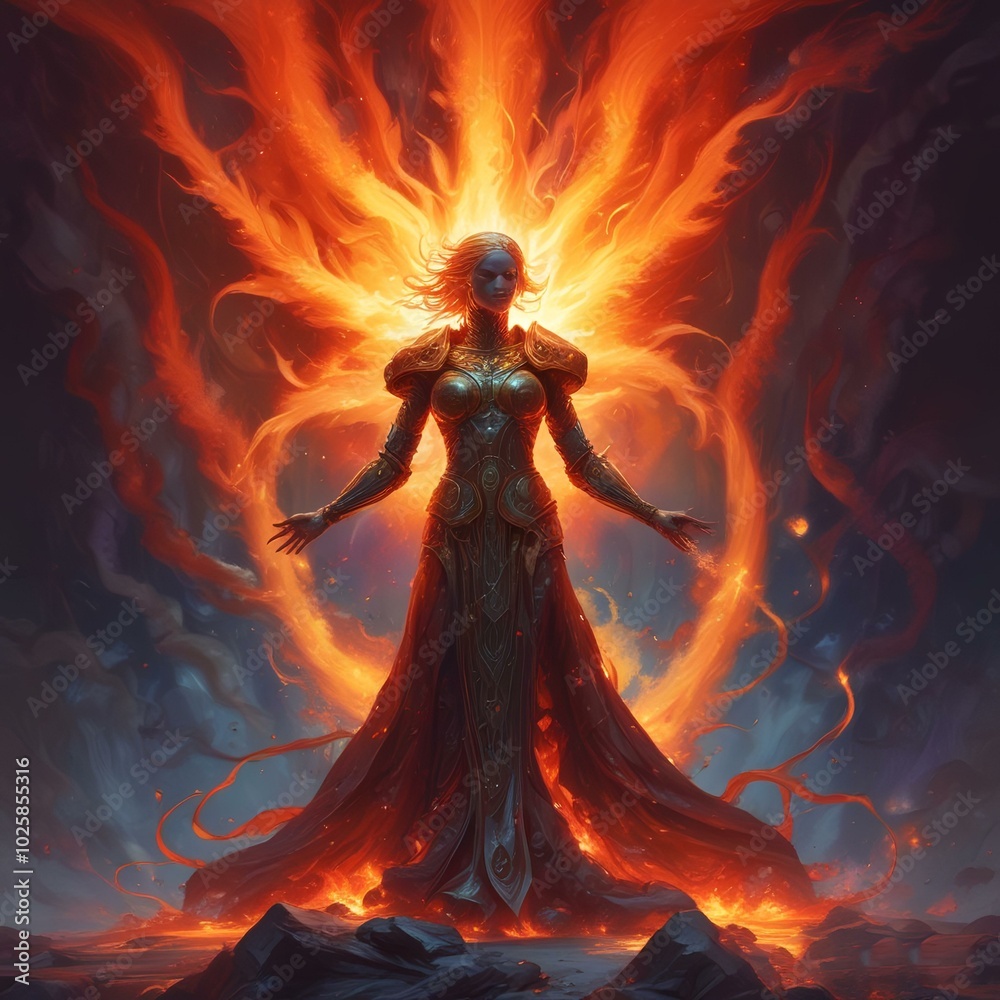 illustration of rising hero with fire and flame effect. illustration of rising hero with fire and flame effect.