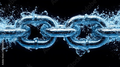 Vector art of an open lock with chains falling apart representing freedom from slavery