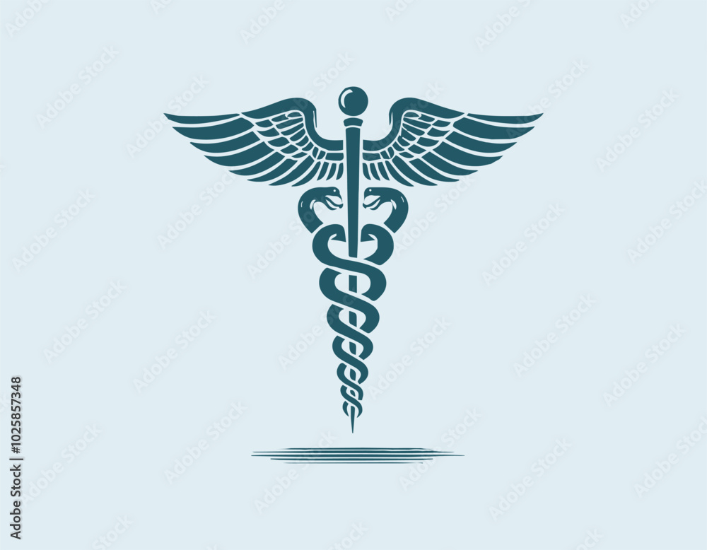 Caduceus medical symbol silhouettes vector illustration Caduceus medical symbol silhouettes vector illustration