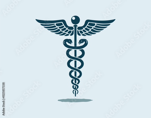 Caduceus medical symbol silhouettes vector illustration 