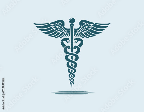 Caduceus medical symbol silhouettes vector illustration 