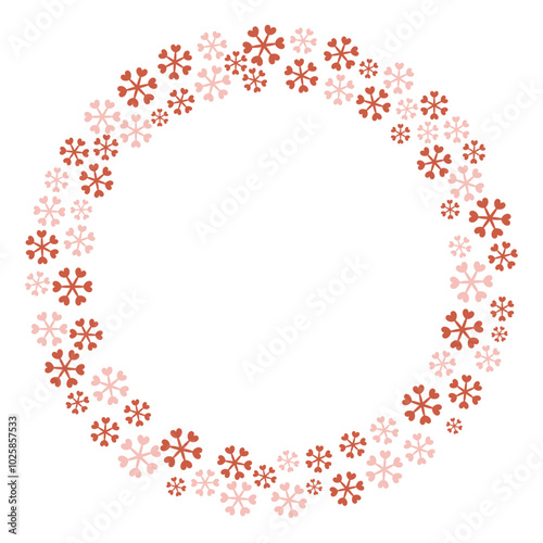 ハートの雪の結晶の円フレーム