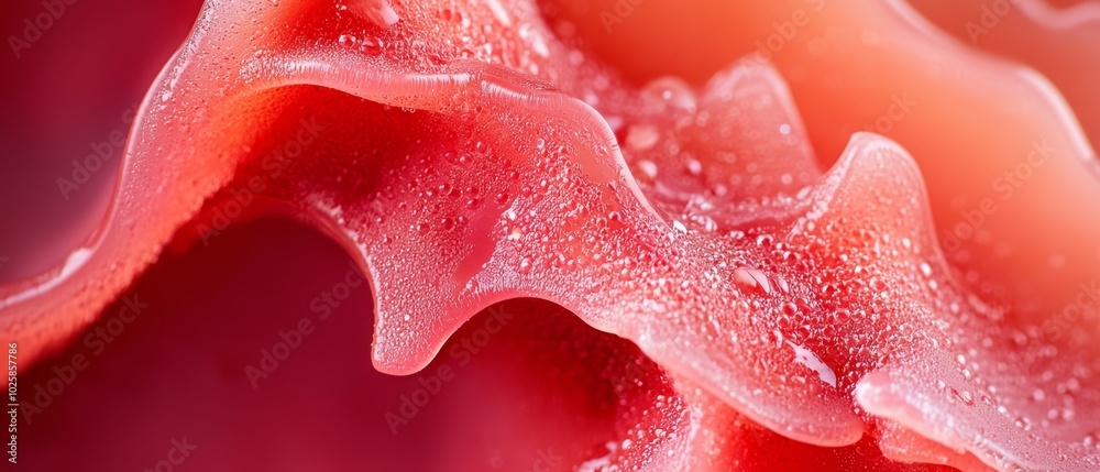 A close-up of a pink flower, adorned with droplets of water on its petals The petals exhibit hues of both pink and red A close-up of a pink flower, adorned with droplets of water on its petals The petals exhibit hues of both pink and red