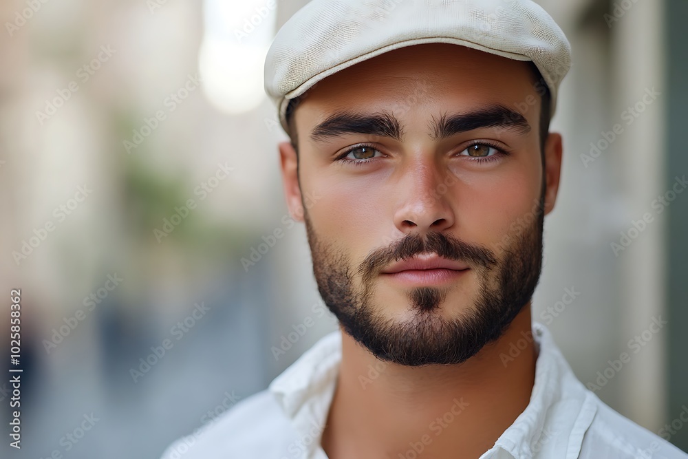 Portrait of young man in white cap Portrait of young man in white cap