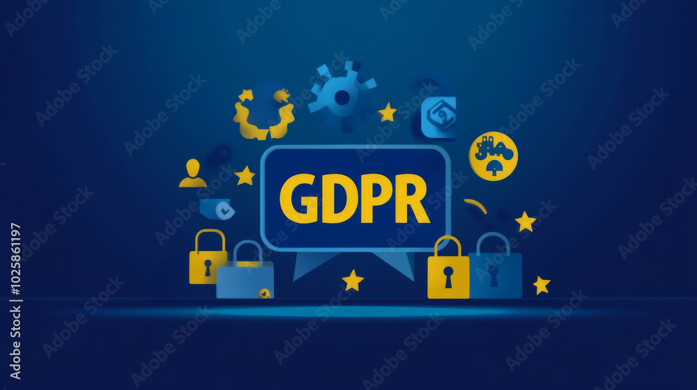 The GDPR (General Data Protection Regulation) is a law that protects people's personal information. This illustration shows the letters The GDPR (General Data Protection Regulation) is a law that protects people's personal information. This illustration shows the letters