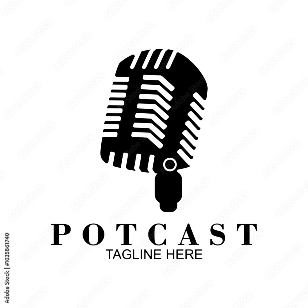 Podcast with microphone. Unique business podcast logo emblem design template. Podcast with microphone. Unique business podcast logo emblem design template.
