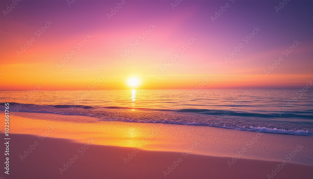 Tropical beach at sunset with light sand in the foreground. Tropical beach at sunset with light sand in the foreground.