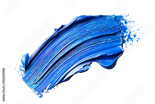 blue colored pain stroke isolated on transparent background