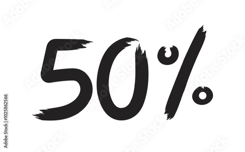 Hand drawn numbers of 50 percent. Online shopping sale label. sale and discount promotion. photo