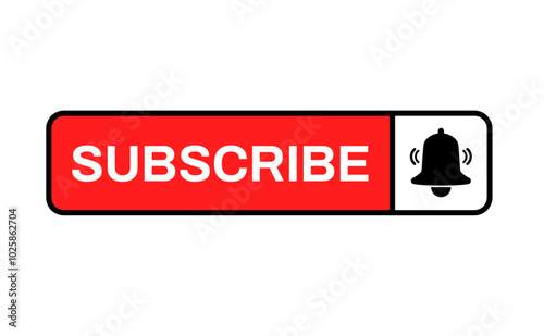 Red button subscribe. subscribe of channel, social media. Vector illustration