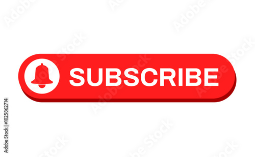 Red button subscribe. subscribe of channel, social media. Vector illustration