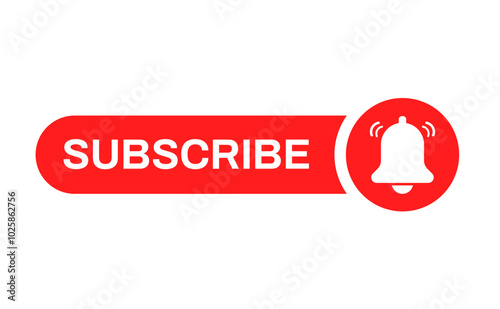 Red button subscribe. subscribe of channel, social media. Vector illustration