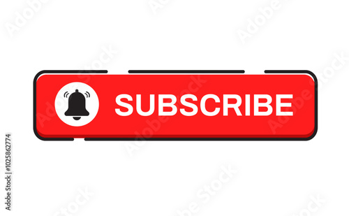 Red button subscribe. subscribe of channel, social media. Vector illustration