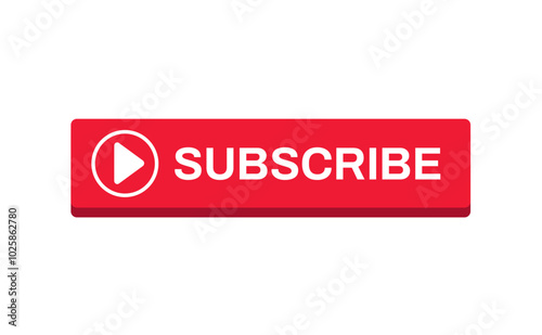 Red button subscribe. subscribe of channel, social media. Vector illustration