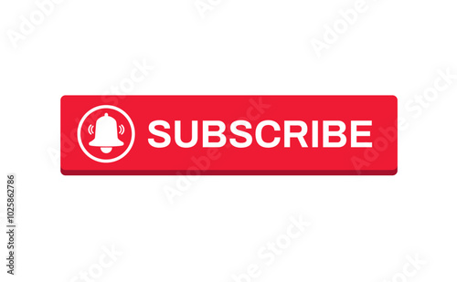 Red button subscribe. subscribe of channel, social media. Vector illustration