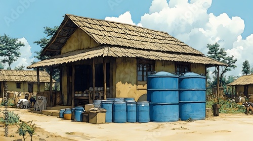 Watercolor depiction of animal shelters receiving donations and support