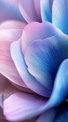  A tight shot of a bloom exhibiting a blue core encircled by pink petals photo