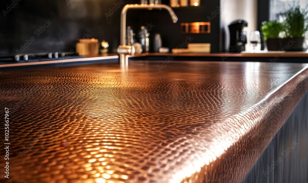 Copper countertop in a modern kitchen. Copper countertop in a modern kitchen.