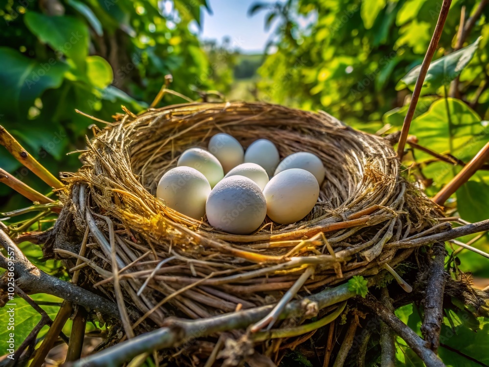 Nesting Birds with White Eggs in Natural Habitat, Showcasing Nature's Beauty and Wildlife Diversity Nesting Birds with White Eggs in Natural Habitat, Showcasing Nature's Beauty and Wildlife Diversity