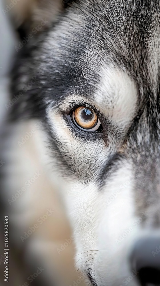 Obraz premium A tight shot of a canine's visage, superimposed with an indistinct representation of the same dog's face in the backdrop