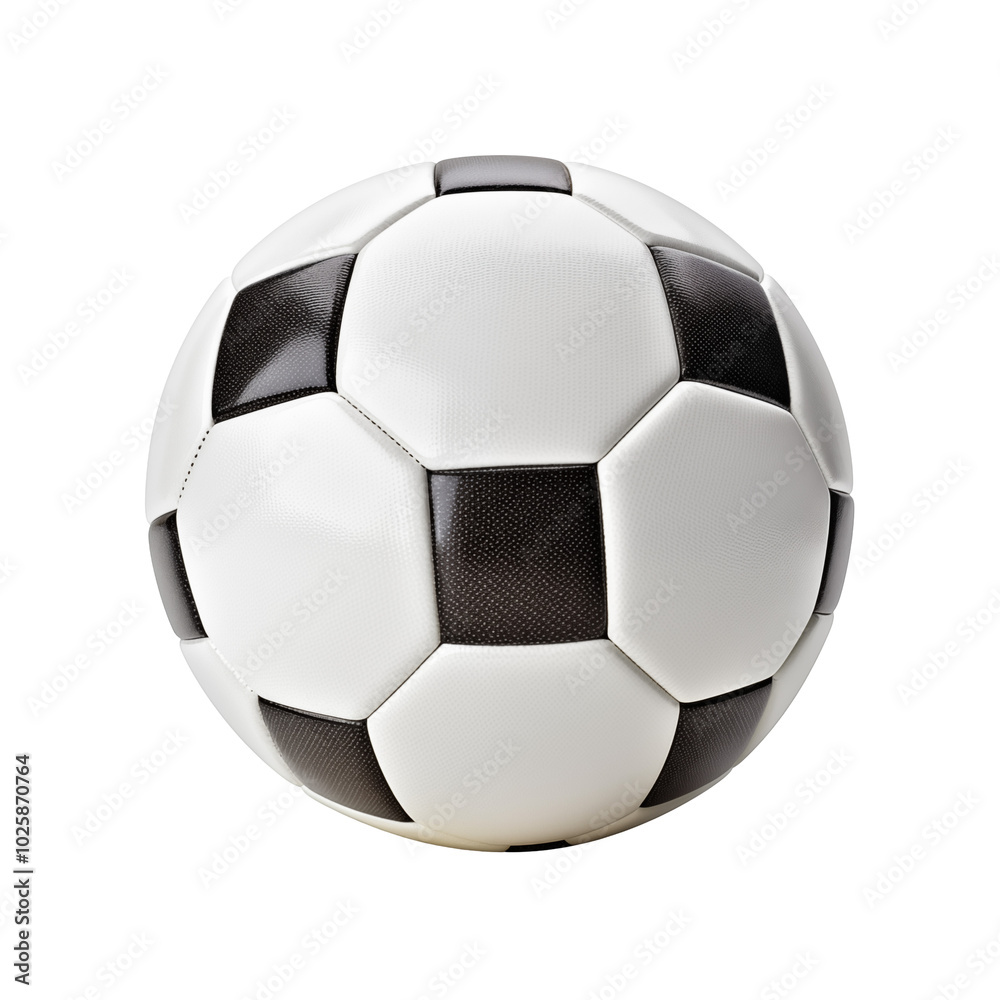 Classic black and white soccer ball resting on a clean surface, perfect for a game or practice session anytime Classic black and white soccer ball resting on a clean surface, perfect for a game or practice session anytime