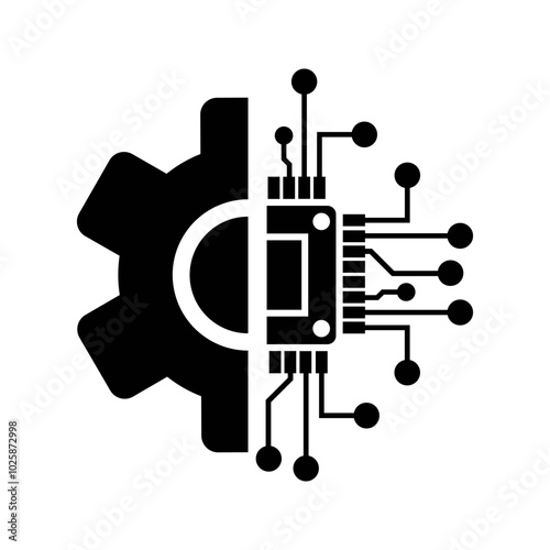 Digital technology gear vector icon