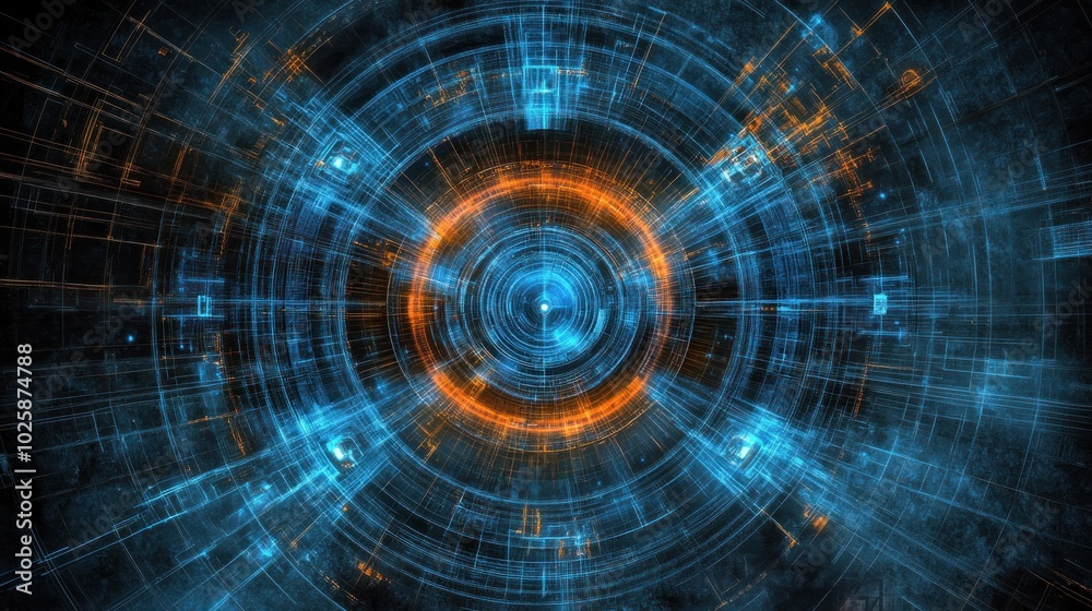 Abstract Digital Network with Concentric Circles Abstract Digital Network with Concentric Circles