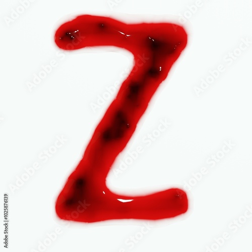 3d render of isolated blood or red wine alphabet letters top view.