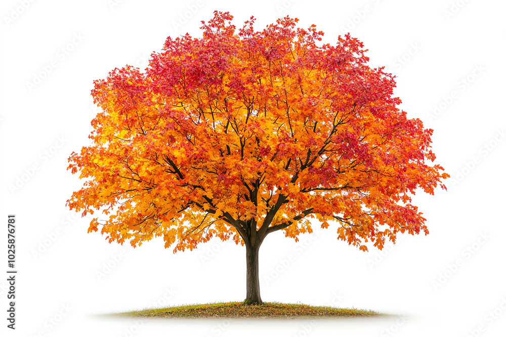 Naklejka premium Colorful autumn tree on white background