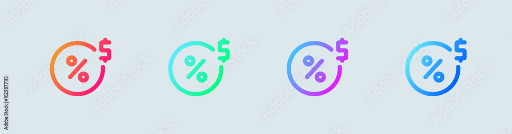 Commission line icon in gradient colors. Finance signs vector illustration. Commission line icon in gradient colors. Finance signs vector illustration.