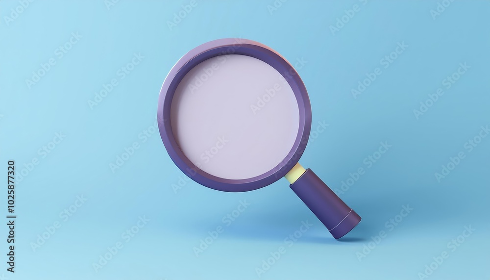 A vibrant purple magnifying glass on a light blue background, symbolizing search, clarity, and investigation. A vibrant purple magnifying glass on a light blue background, symbolizing search, clarity, and investigation.