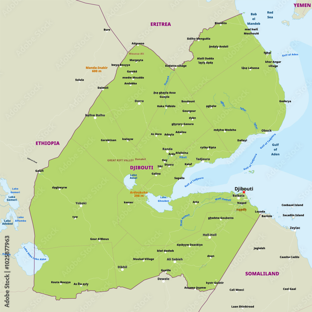 Obraz premium Simple political map of Djibouti