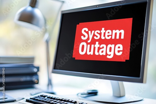 System outage alert displayed on computer screen