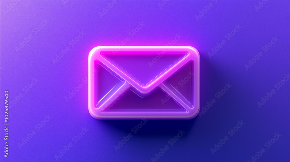 Vibrant email marketing sticker design with glowing envelope against a purple background Vibrant email marketing sticker design with glowing envelope against a purple background