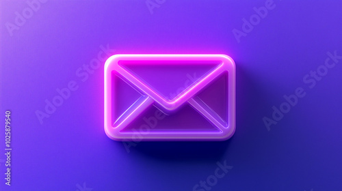 Vibrant email marketing sticker design with glowing envelope against a purple background