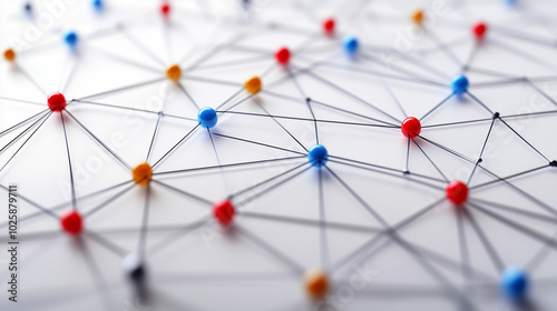 Colorful networking sticker illustrating connections on a grid pattern showcasing various nodes