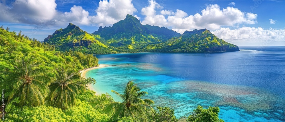 Pristine Lagoon Surrounded by Lush Greenery Pristine Lagoon Surrounded by Lush Greenery