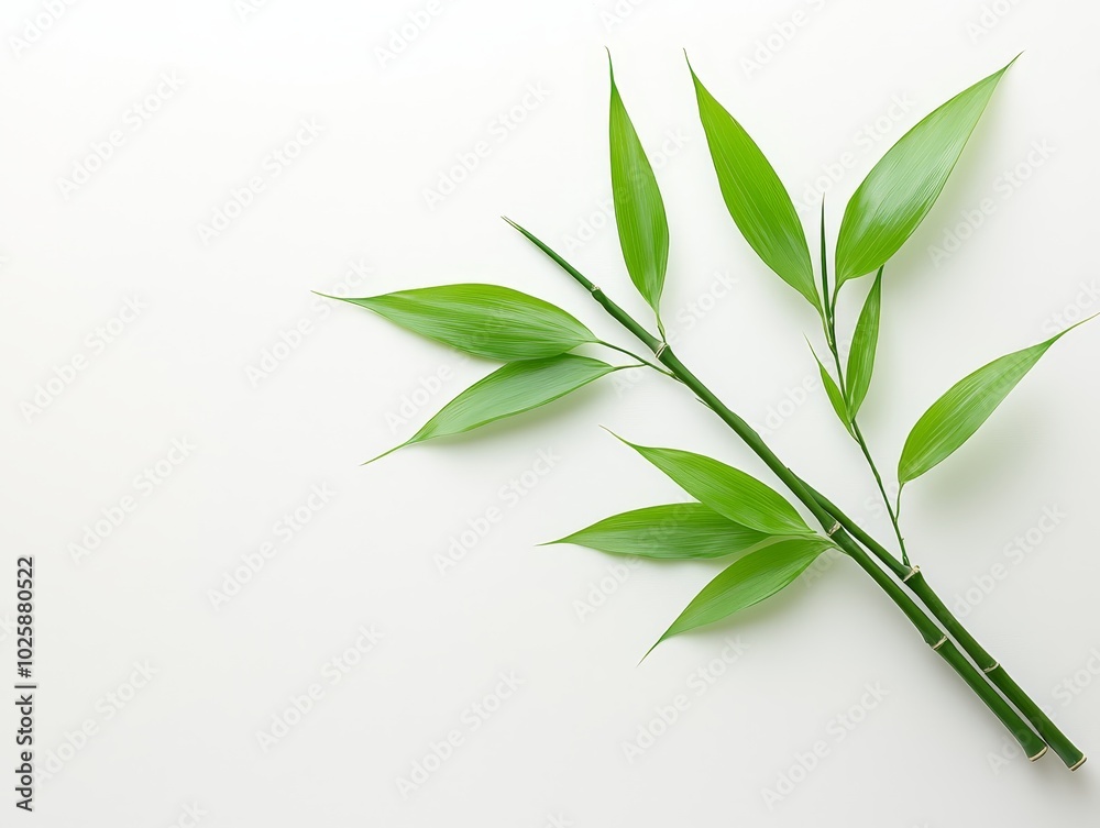 Green Bamboo Shoots on White Background Green Bamboo Shoots on White Background
