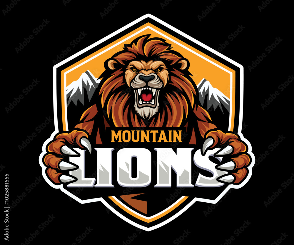 Mountain Lions logo with editable text , esports and mascot logo template Mountain Lions logo with editable text , esports and mascot logo template